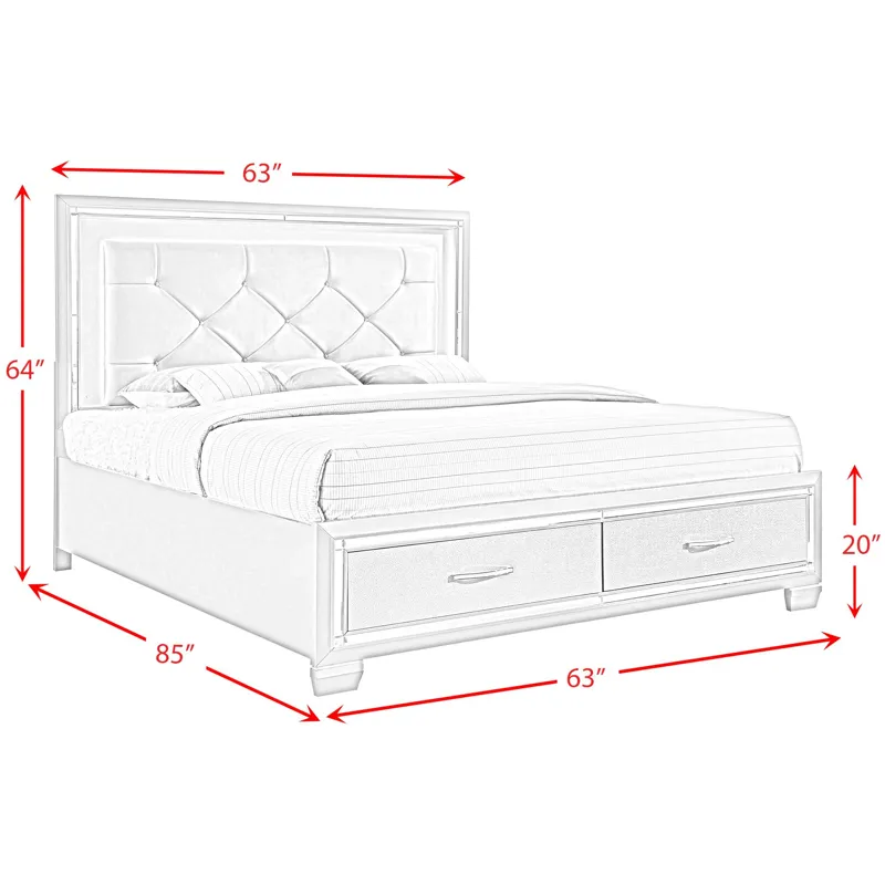 Platinum Champagne 4PC Set w/Queen Storage Bed & NS