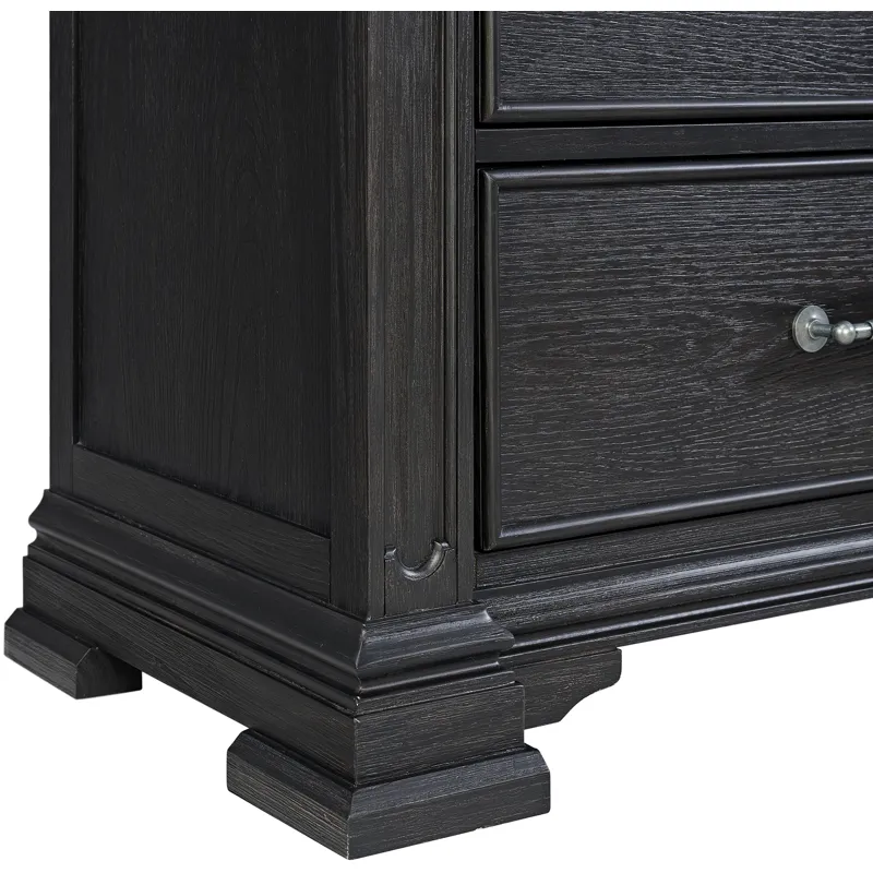 Kings Court Black 4PC Set w/Queen Bed and NS