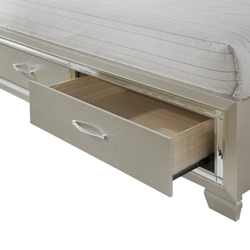 Platinum Champagne 5PC Set w/Queen Storage Bed