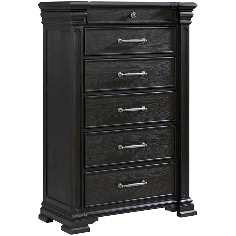Kings Court Black 4PC Set w/Queen Bed and CH