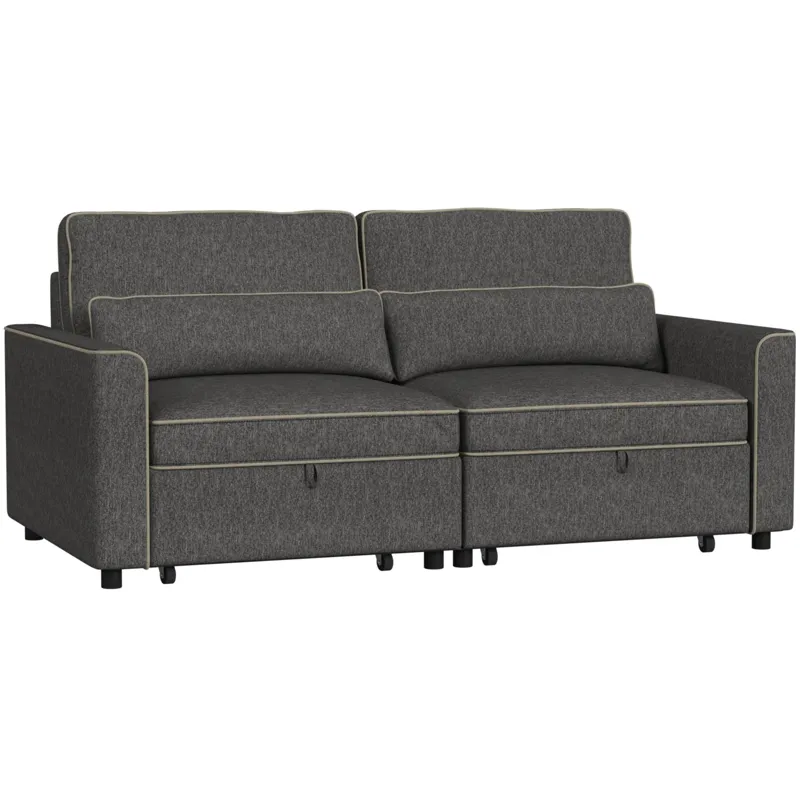 Sonic Hammertime Grey Sectional 2PC Set w/2 Pull Bed Chairs