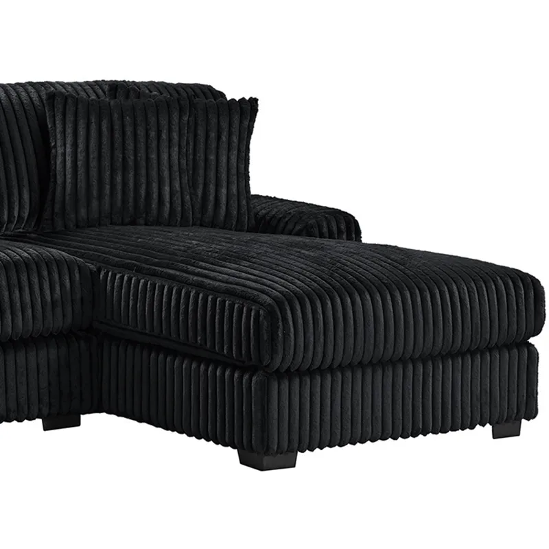 Nightfall Grand Cord Black Sectional 2PC Set