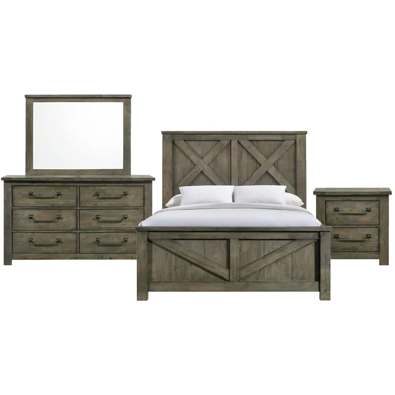 Maverick Antique Grey 4PC Set w/ Queen Bed and NS