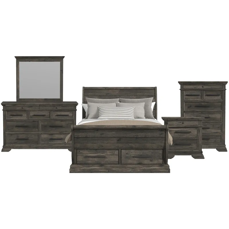 Park Ridge Charcoal 5PC Set w/Queen Sleigh Storage Bed