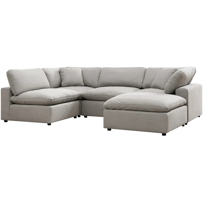 Cloud 9 Flex Dove 4PC Sectional & Ottoman