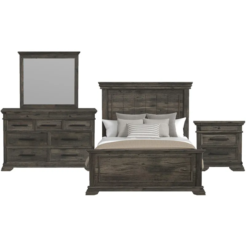 Park Ridge Charcoal 4PC Set w/Queen Panel Bed & NS