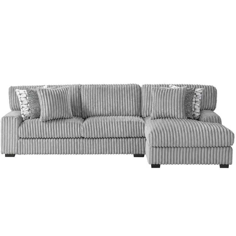 Nightfall Grand Cord Light Grey Sectional 2PC Set