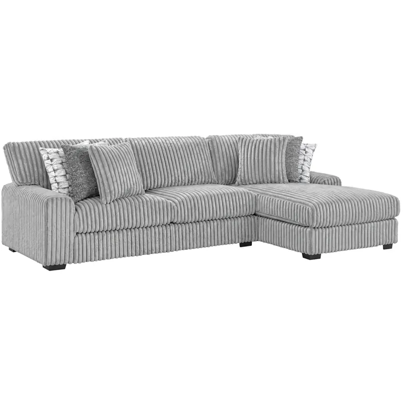 Nightfall Grand Cord Light Grey Sectional 2PC Set