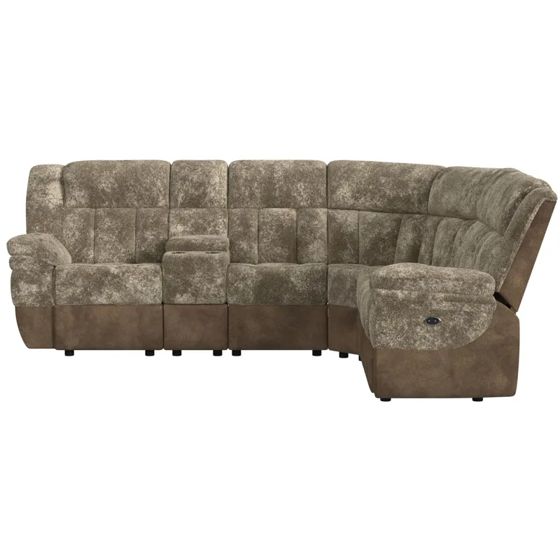 Santorini Dillon/Shire Cappuccino Sectional 6PC Set w/Power- 2P