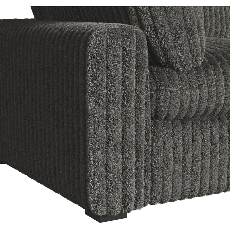 Esprit Grand Cord Charcoal Sectional 5PC Set & Ottoman