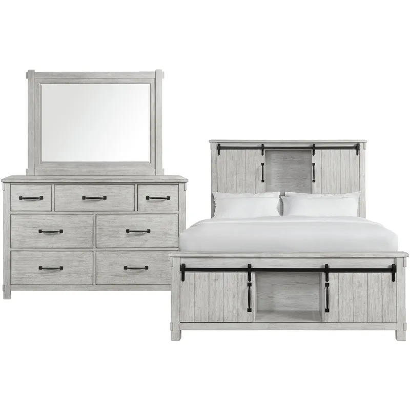Scott White 3PC Set w/Queen Storage Bed