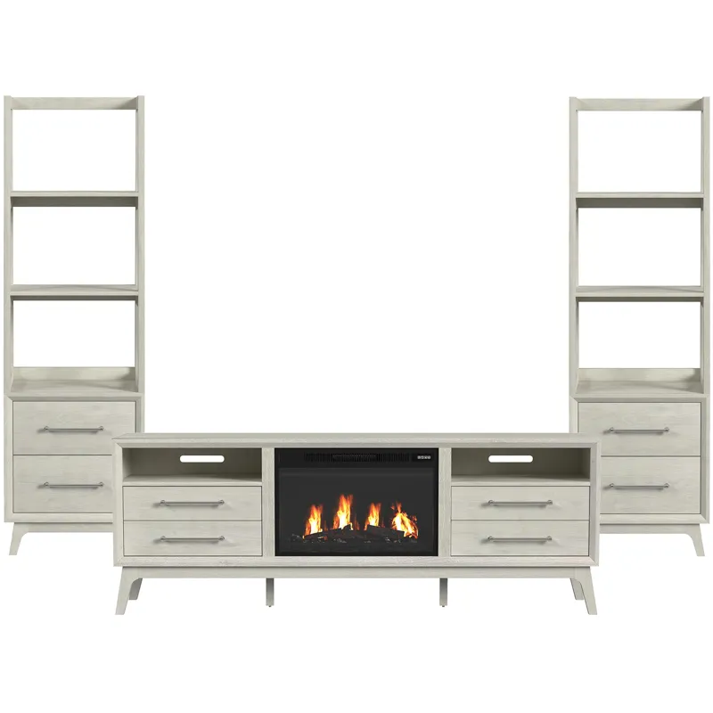 Westland Almond 4PC Set w/71" TV Console with Fireplace Insert (Ships in 4 Boxes)