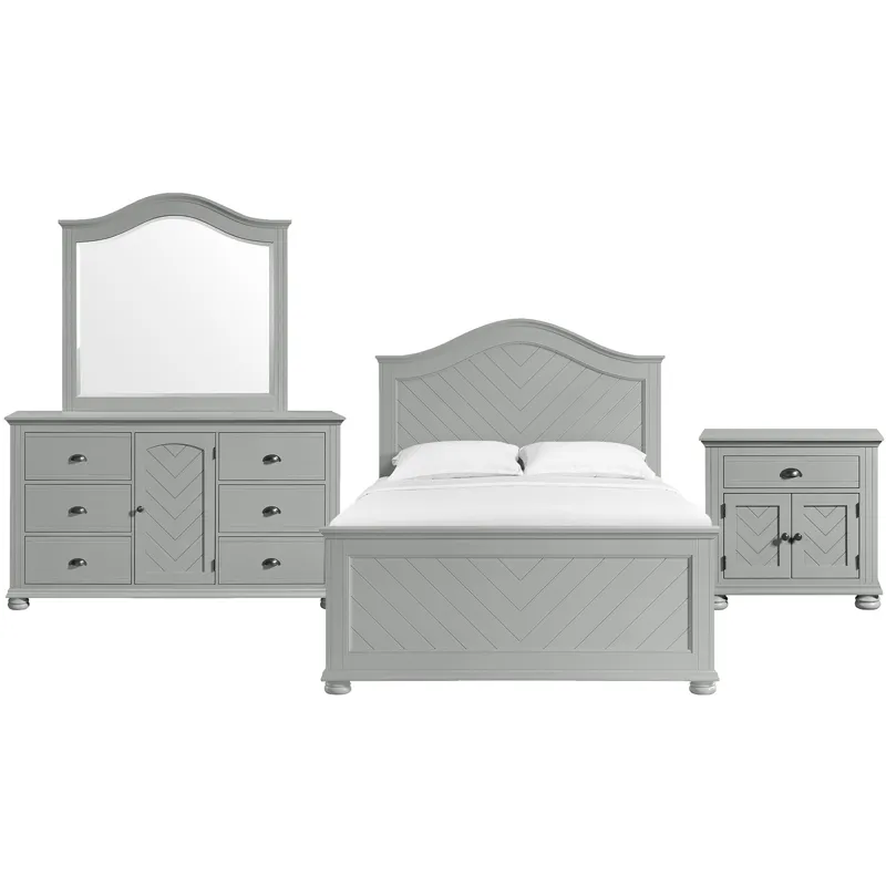 Kona Grey 4PC Set w/Queen Panel Bed & NS