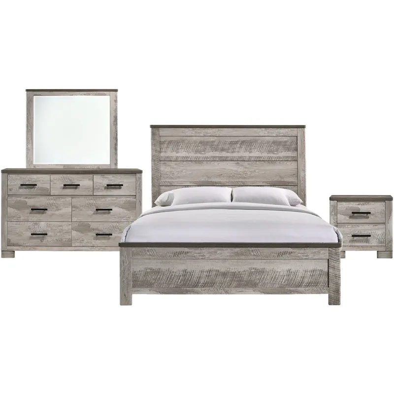 Millers Cove Grey 4PC Set w/ Queen Bed and NS