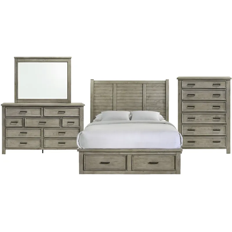 Sullivan Drift Grey 4PC Set w/Queen Bed with CH