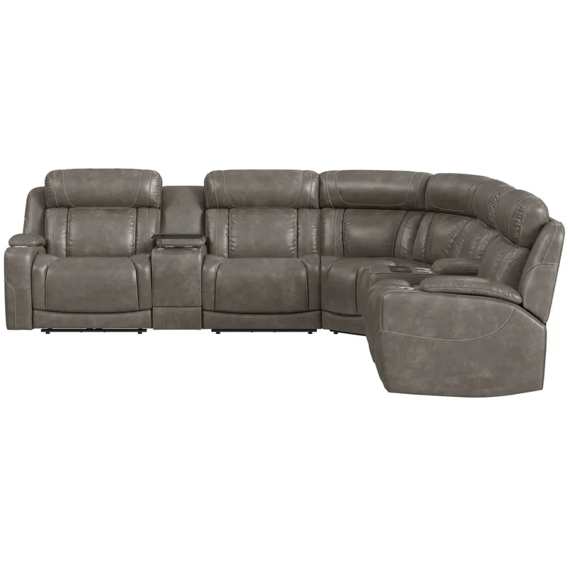 Phantom Leather Gel Grey Sectional 7PC Set- 3PP