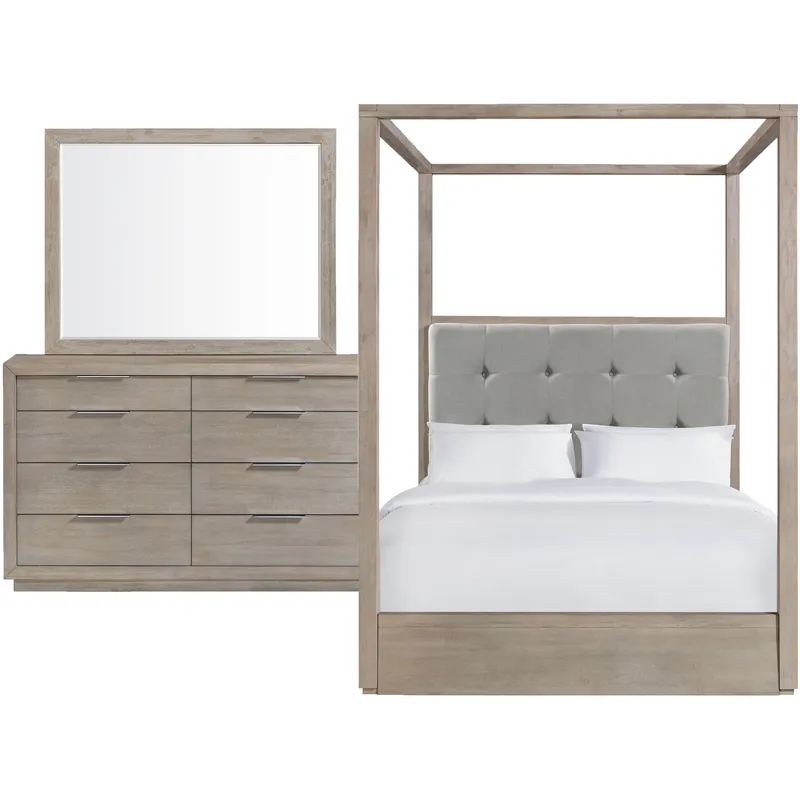 Arcadia Grey 3PC Set w/Queen Canopy Bed
