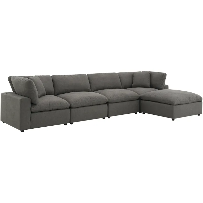 Cloud 9 Garrison Charcoal 4PC Sectional & Ottoman