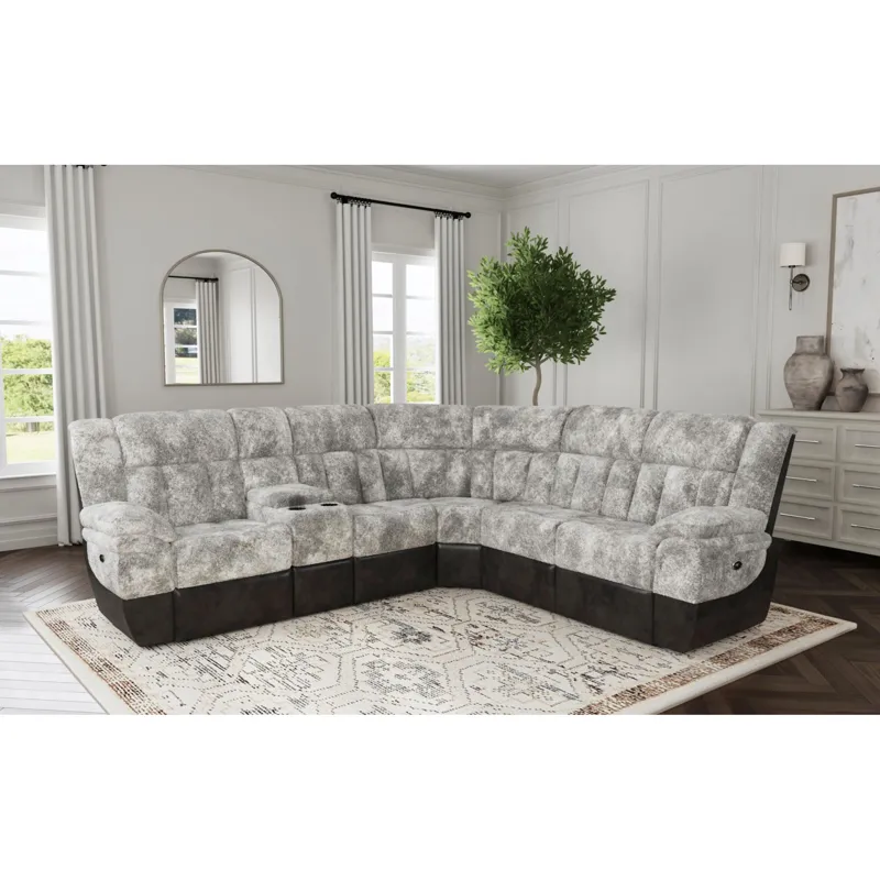 Santorini Dillon/Shire Grey Sectional 6PC Set w/Power- 2P
