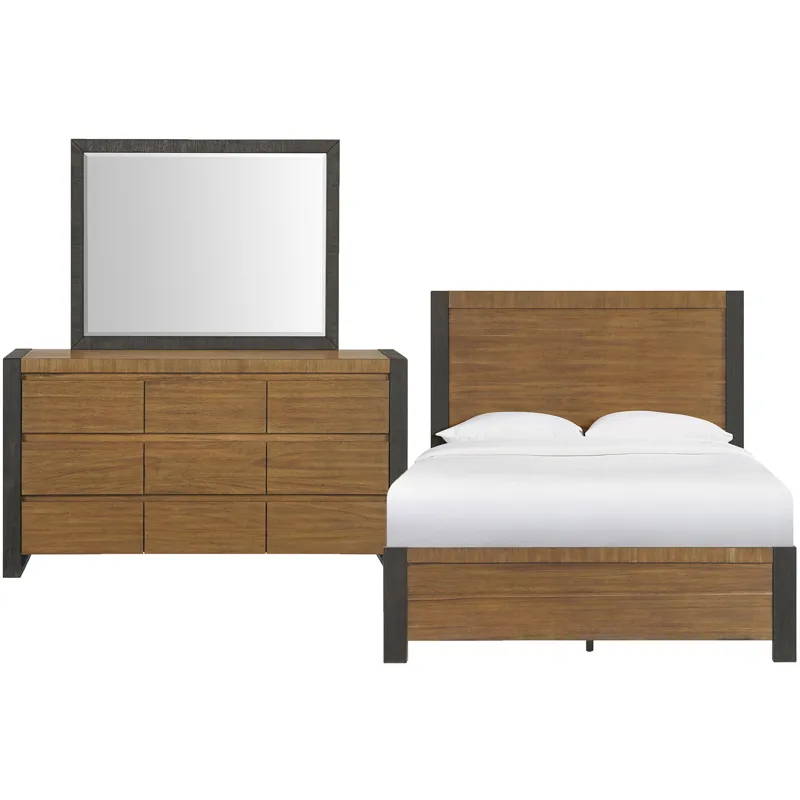 Breckenridge Oak/Black 3PC Set w/Queen Bed