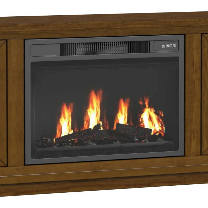 Santa Barbara Walnut 6PC Set w/60" TV Console with Fireplace Insert (Ships in 6 Boxes)