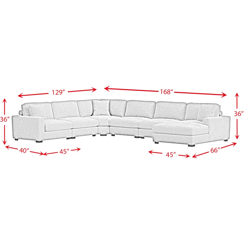 Arizona Steno Black Sectional 6PC Set & Ottoman