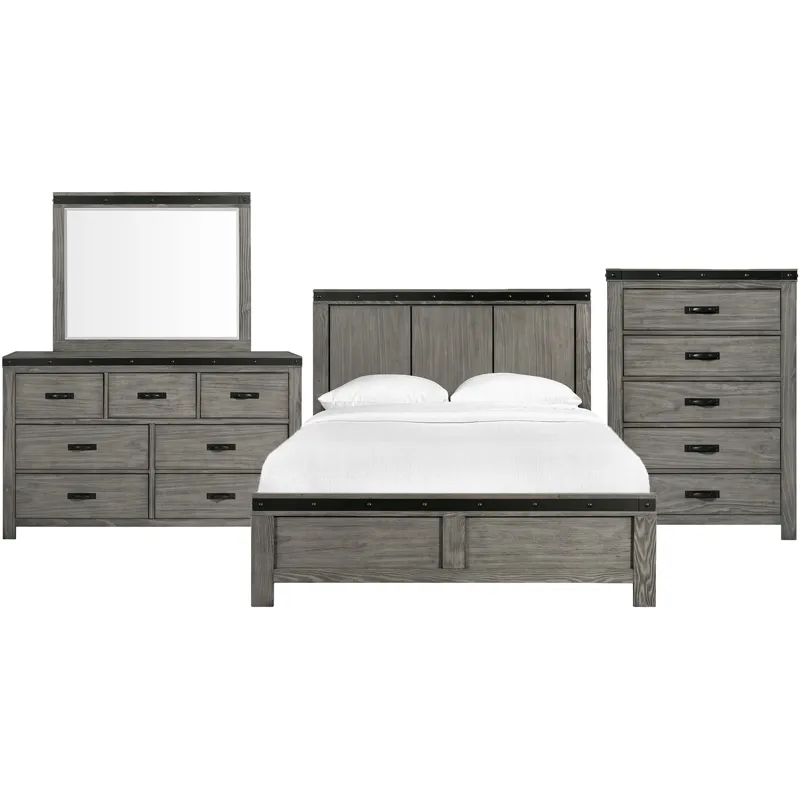 Wade Grey 4PC Queen Set w/CH