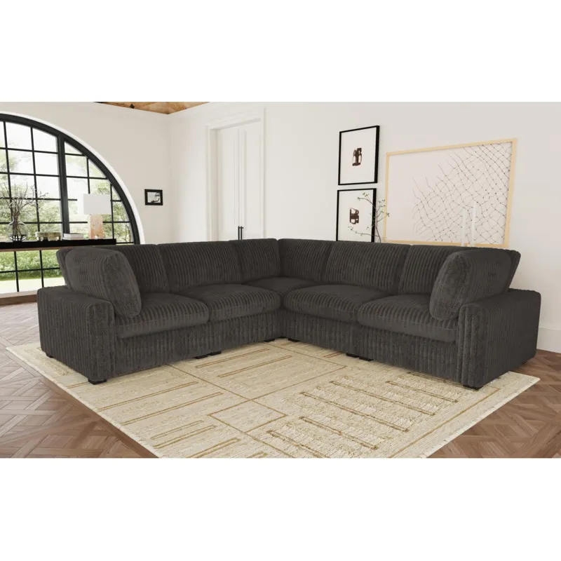 Esprit Grand Cord Charcoal Sectional 5PC Set