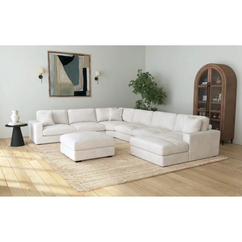 Arizona Steno Beige 6PC Sectional & Ottoman