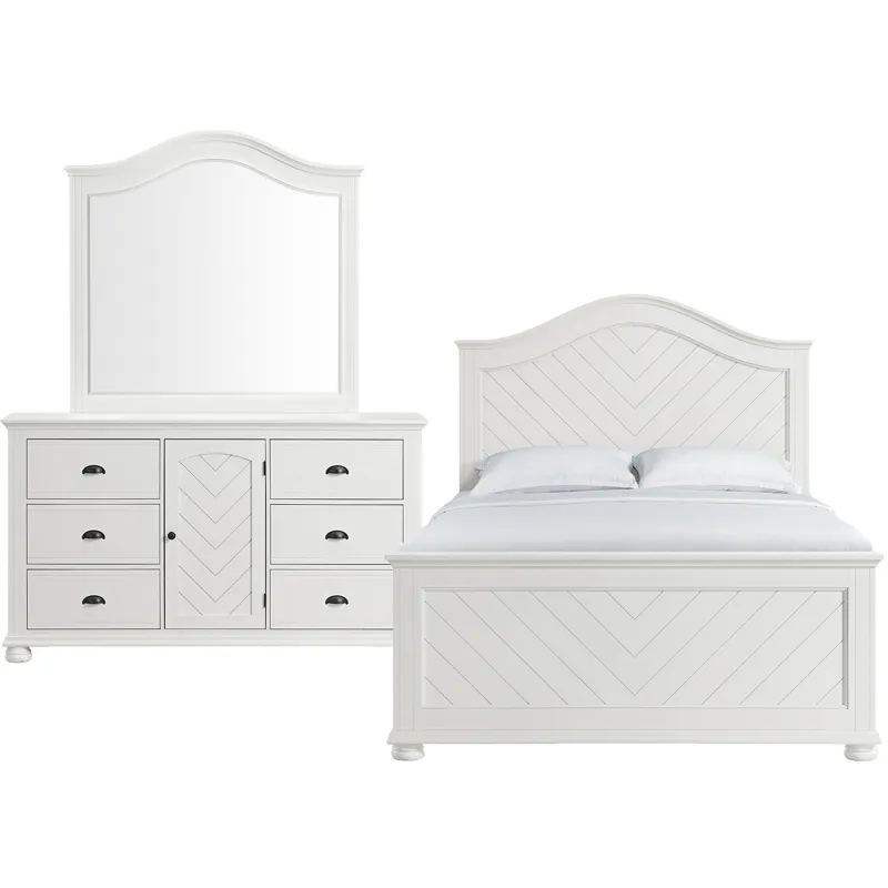 Kona White 3PC Set w/Queen Panel Bed