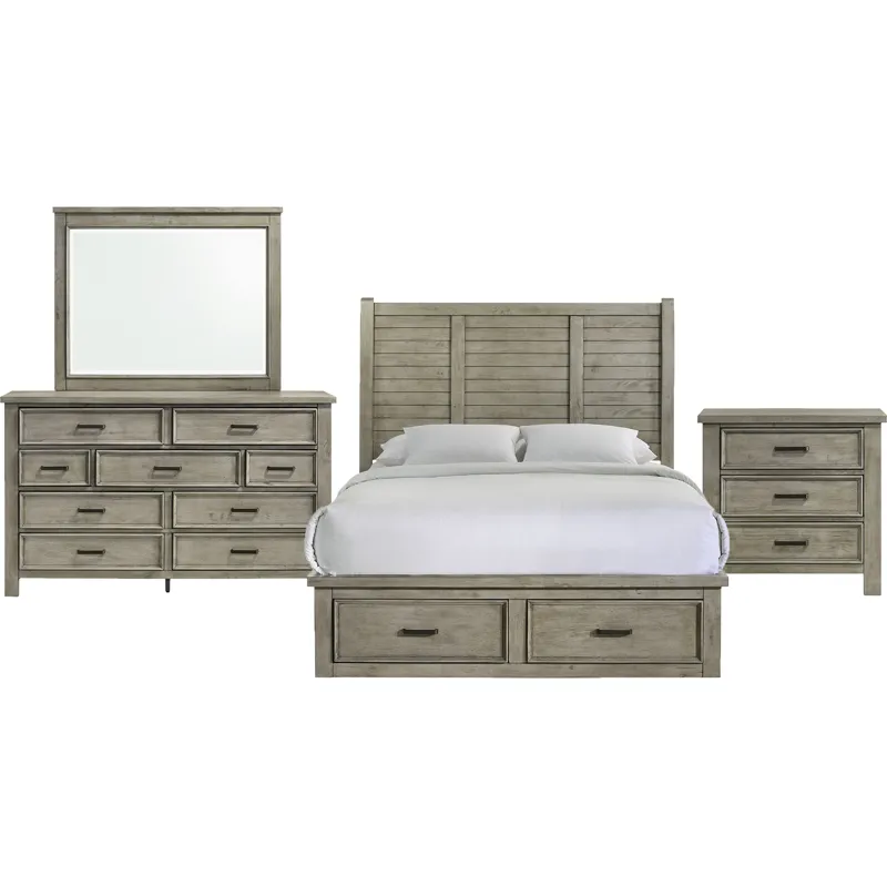 Sullivan Drift Grey 4PC Set w/Queen Bed with NS