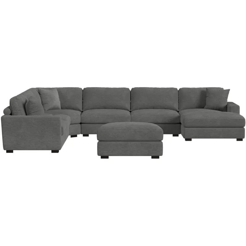Arizona Steno Charcoal 6PC Sectional & Ottoman