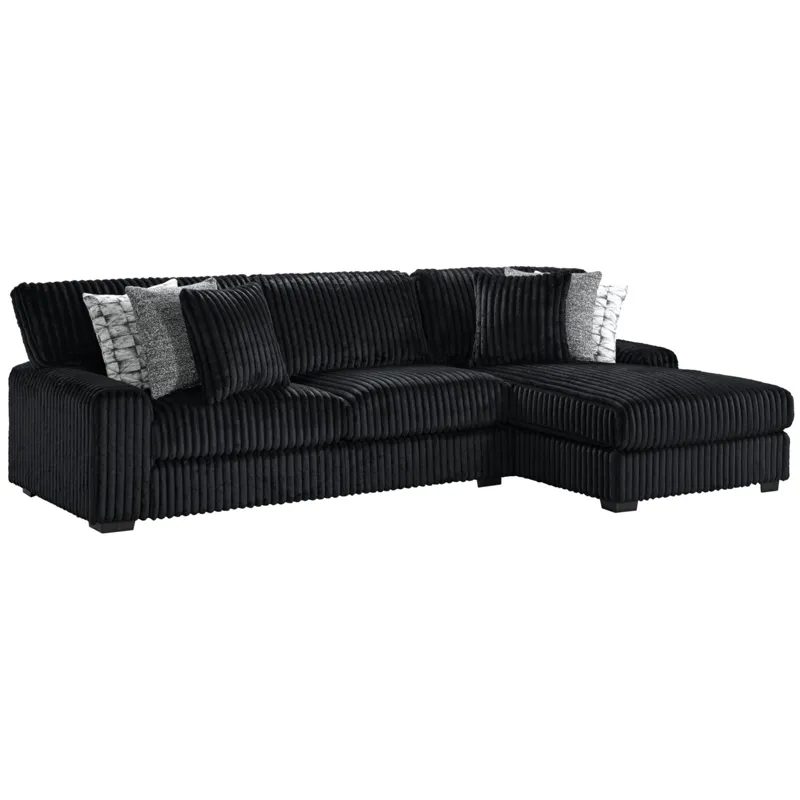 Nightfall Grand Cord Black Sectional 2PC Set