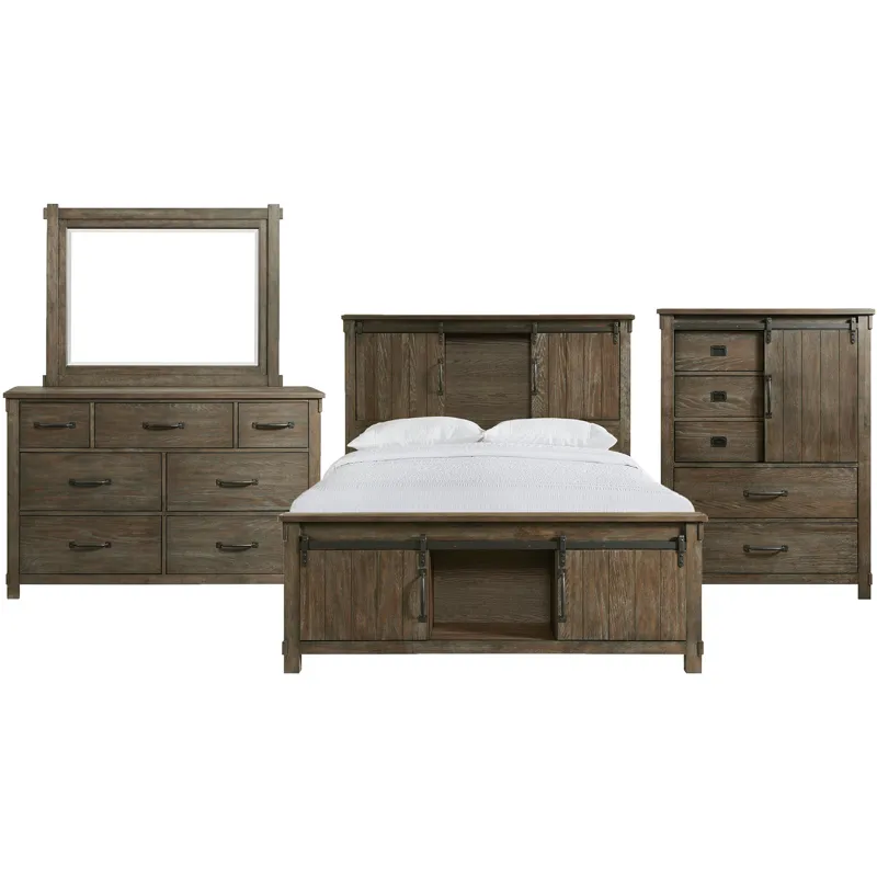 Scott Dark 4PC Set w/Queen Storage Bed & CH