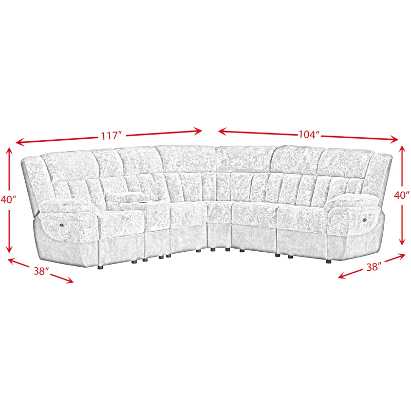 Santorini Dillon/Shire Cappuccino Sectional 6PC Set w/Power- 2P