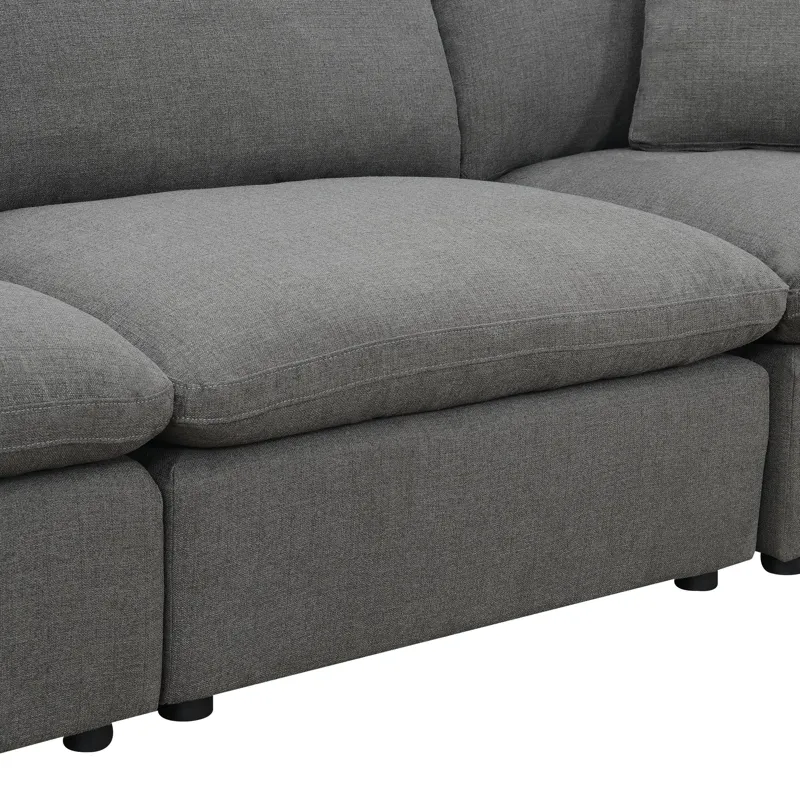 Cloud 9 Garrison Charcoal 4PC Sectional & Ottoman
