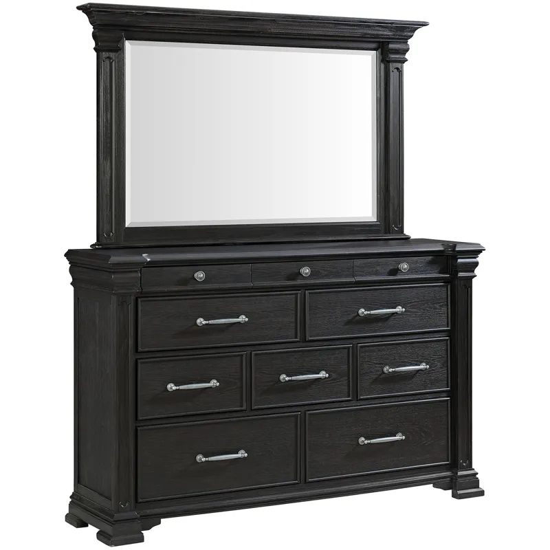 Kings Court Black 4PC Set w/Queen Bed and NS