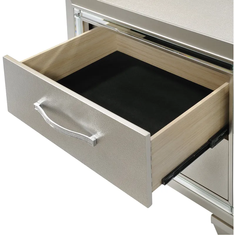 Platinum Champagne 5PC Set w/Queen Storage Bed