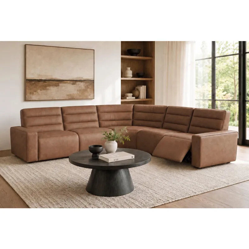 Portia Bozeman PU Saddle Sectional 5PC Set - (3)P