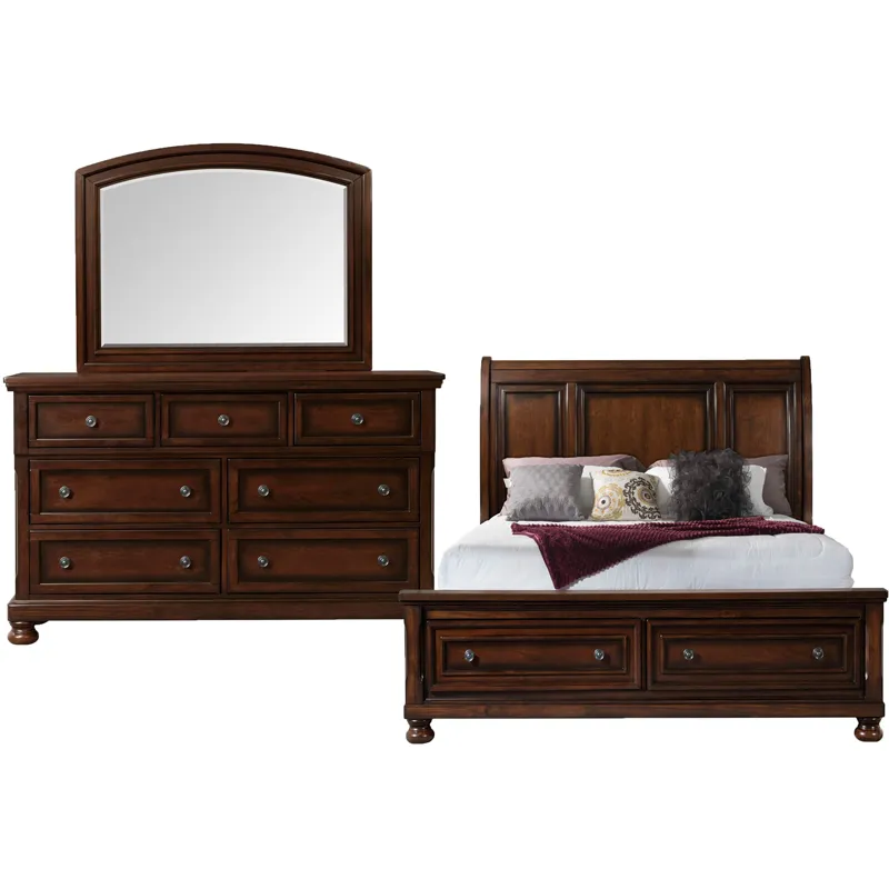 Kingston Cherry Brown 3PC Set w/Queen Storage FB Bed
