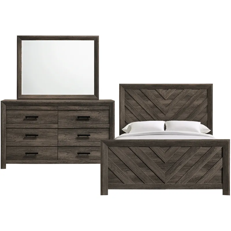 Eleanor Mocha Grey 3PC Set w/Queen Bed