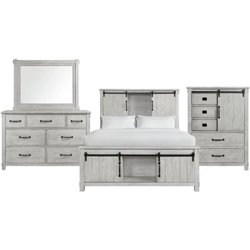 Scott White 4PC Set w/Queen Storage Bed & CH