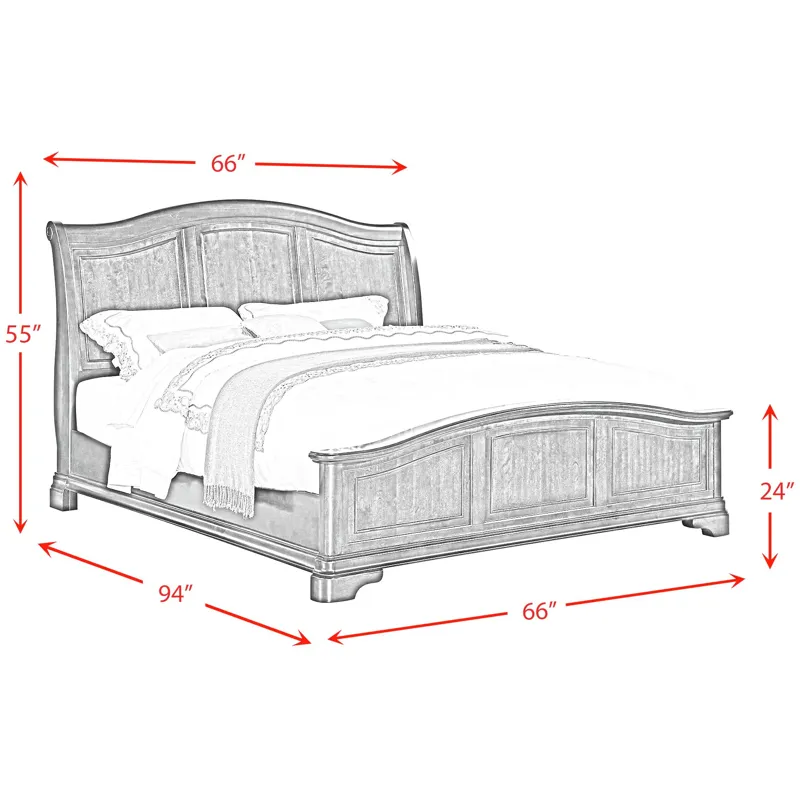 Cameron Cherry 3PC Set w/Queen Sleigh Headboard & Low Panel Footboard