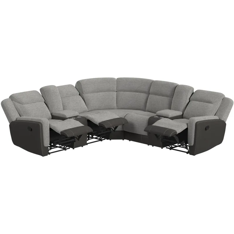 Hornet Rancho Grey Sectional 3PC Set w/2 Recliners