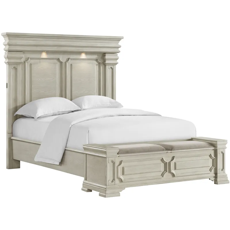 Kings Court White 5PC Set w/Queen Storage Bed