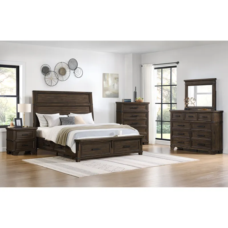 Colorado City Charcoal 4PC Set w/Queen Bed & NS