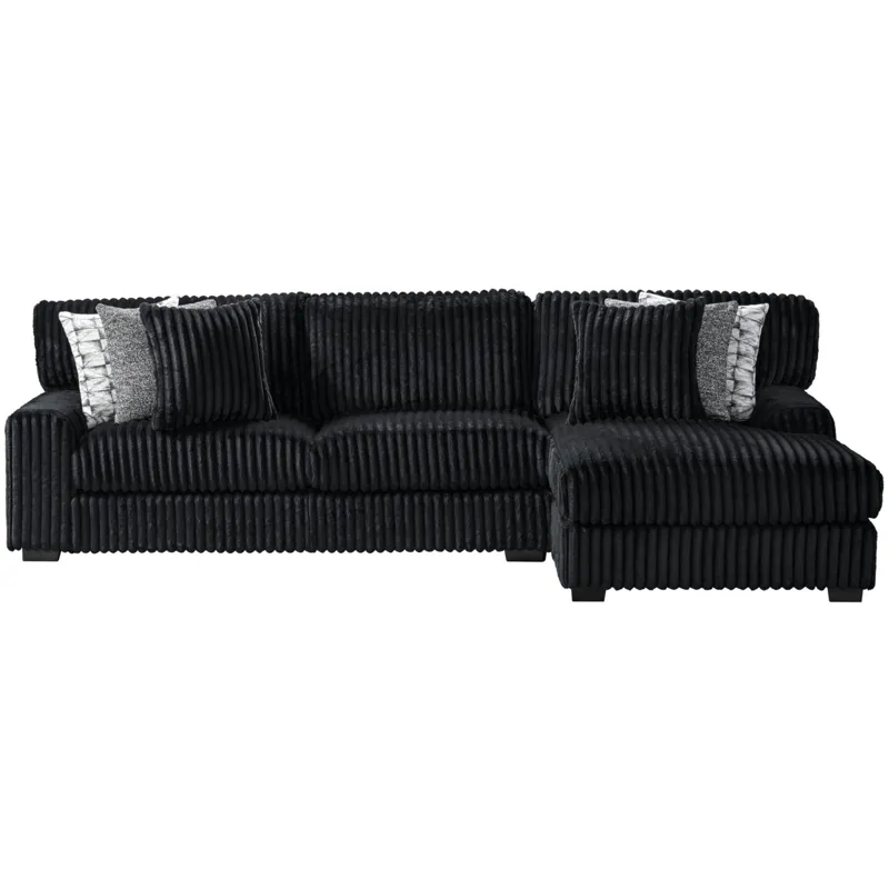 Nightfall Grand Cord Black Sectional 2PC Set