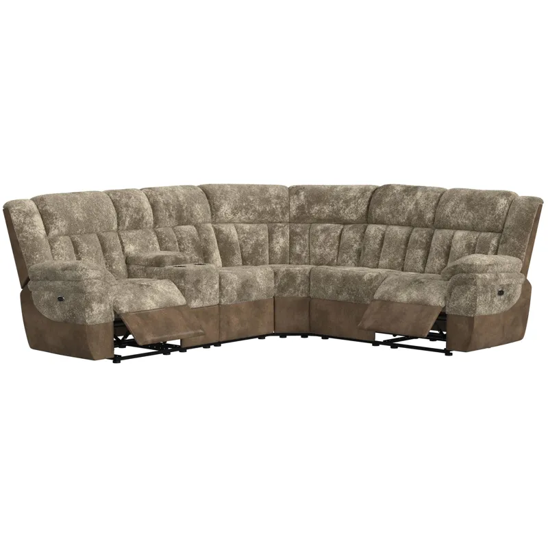 Santorini Dillon/Shire Cappuccino Sectional 6PC Set w/Power- 2P