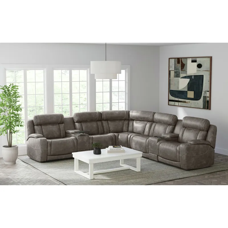 Phantom Leather Gel Grey Sectional 7PC Set- 3PP