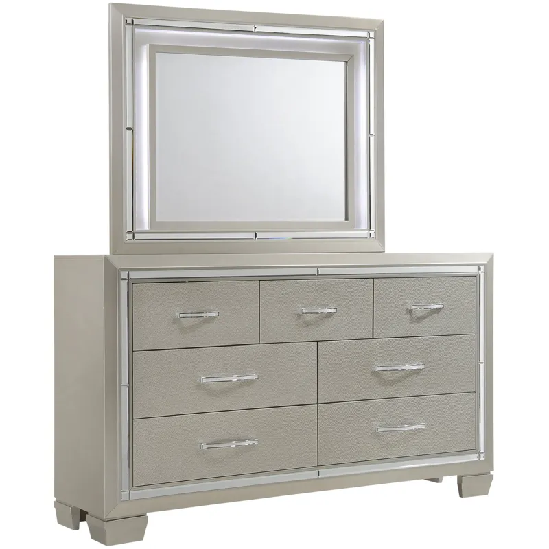 Platinum Champagne 5PC Set w/Queen Storage Bed